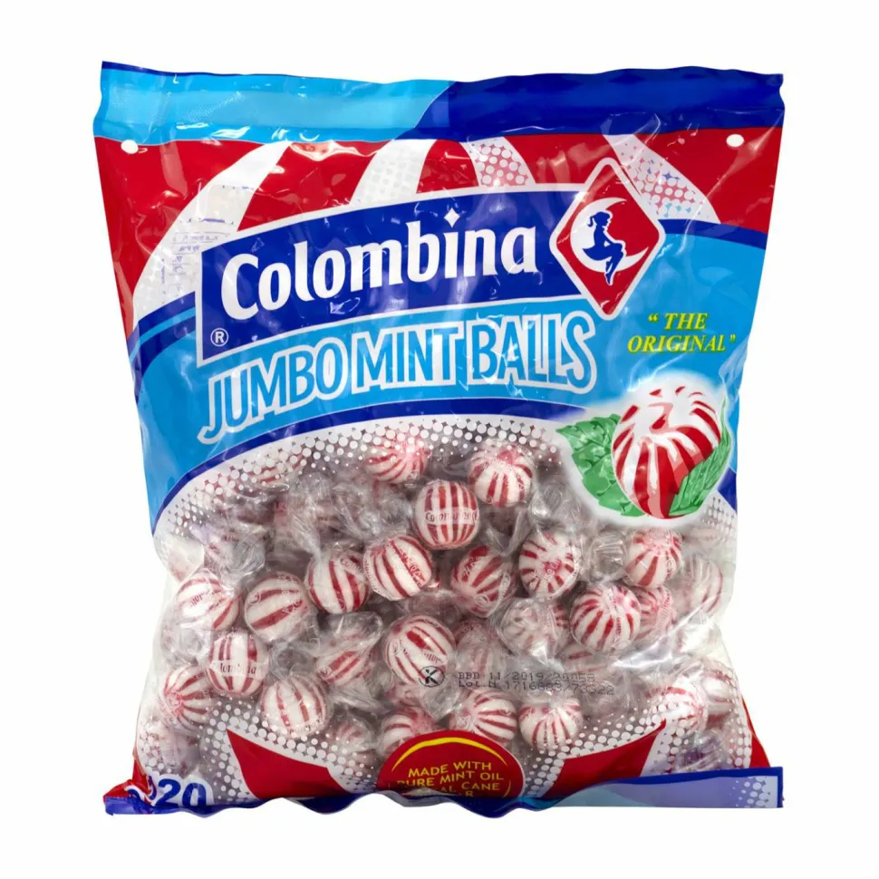 Colombina Jumbo Peppermint Balls, 0.32 oz Individually Wrapped, 120/Bag, 4 Bags/Carton