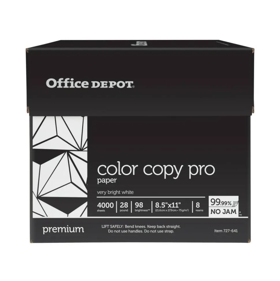 Color Copy Paper, White, Letter (8.5" x 11"), 4000 Sheets Per Case, 28 Lb, 98 Brightness