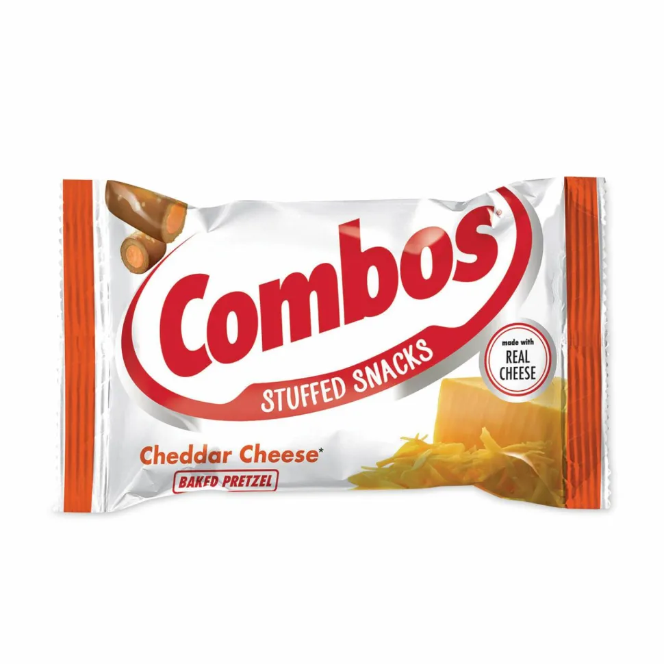 Combos Baked Snacks, 1.8 oz Bag, Cheddar Cheese Pretzel, 18 Bags/Carton