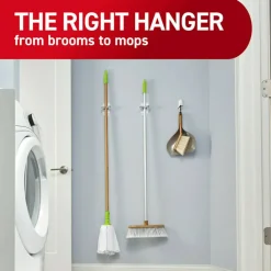 Command Broom Gripper, 2 Broom Gripper Hooks, 4 White Adhesive Strips, Damage Free Hanging Picture Hangers, No Tools Wall Hanging Strips