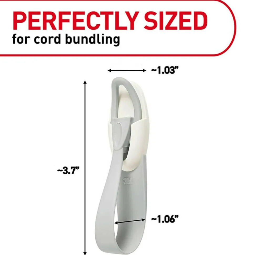 Command Cord Bundlers, 2 Command Bundlers, 3 Command Strips, Damage Free Hanging, No Tools Wall Hanging Strips For Living Spaces, Gray