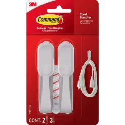 Command Cord Bundlers, 2 Command Bundlers, 3 Command Strips, Damage Free Hanging, No Tools Wall Hanging Strips For Living Spaces, Gray
