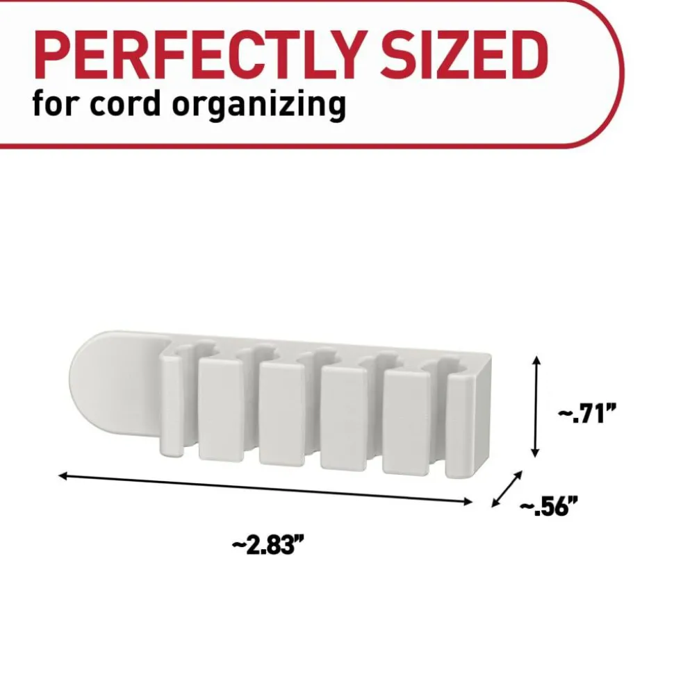 Command 5-Cord Clip Organizer, 4 White Clips, 8 Strips, 1 Clip Holds 5 Charging Cords, Great for Damage-Free Electronics Organization Under Desk