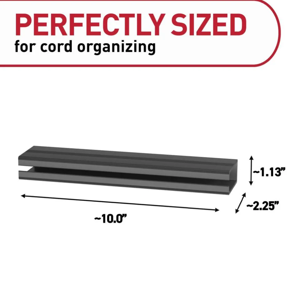 Command Cord Organizer Channel, 1 Black Channel, 8 Strips, 10" Cord Storage Space, Great for Damage-Free Electronics Organization Under Desk