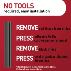 Command Cord Organizer Channel, 1 Black Channel, 8 Strips, 10