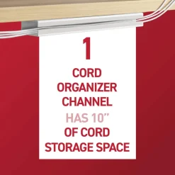 Command Cord Organizer Channel, 1 White Channel, 8 Strips, 10" Cord Storage Space, Great for Damage-Free Electronics Organization Under Desk