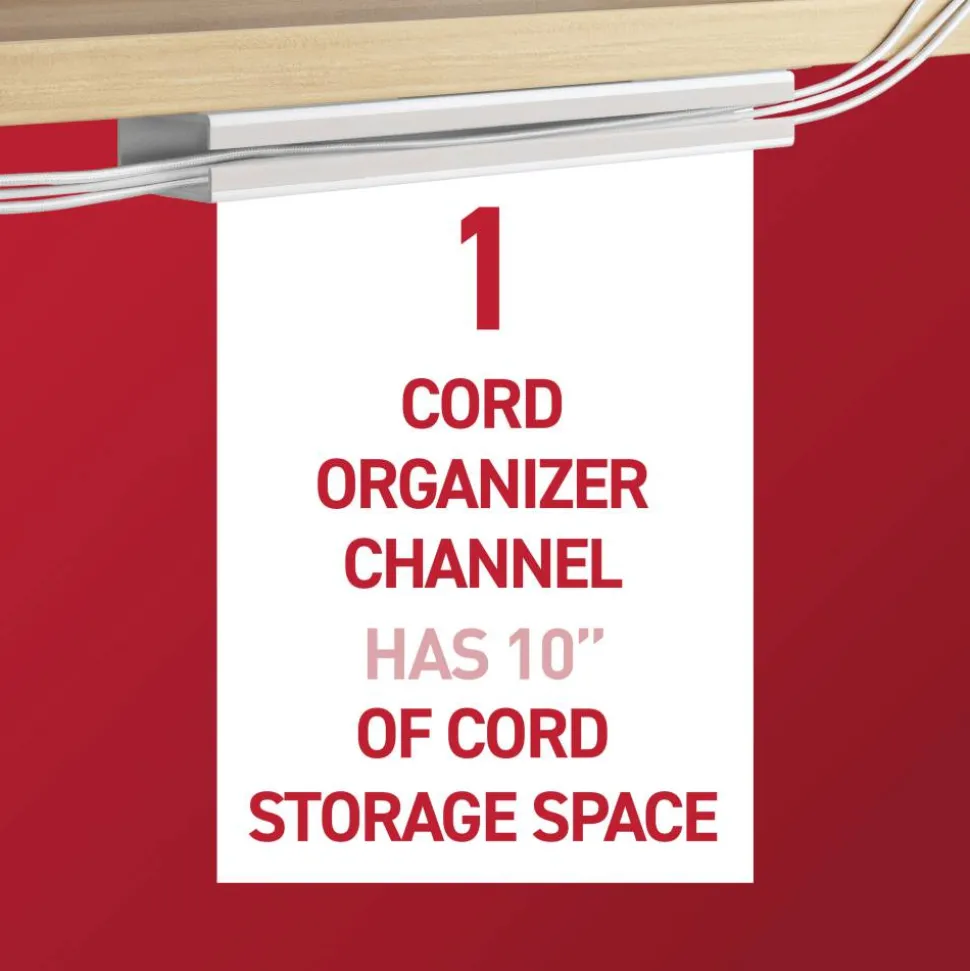 Command Cord Organizer Channel, 1 White Channel, 8 Strips, 10" Cord Storage Space, Great for Damage-Free Electronics Organization Under Desk