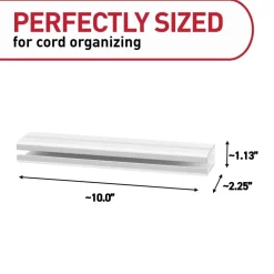 Command Cord Organizer Channel, 1 White Channel, 8 Strips, 10" Cord Storage Space, Great for Damage-Free Electronics Organization Under Desk
