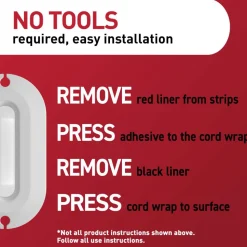Command Cord Wrap, 1 Unit, 2 Strips, Holds 6 ft of Cord Storage, Great for Damage-Free Electronics Organization Under Desk