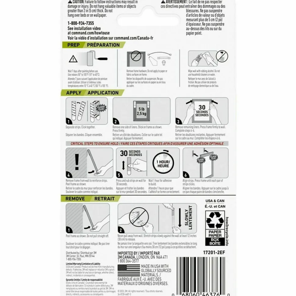 Command Damage-Free Hanging Picture Hanging Strip Pairs, Holds Up to 2.5 lb, Medium: 0.75" x 2.75", White, 132/Pack