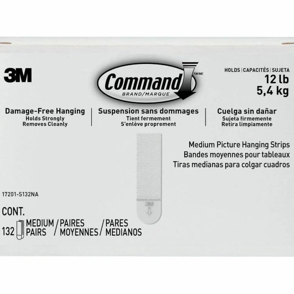 Command Damage-Free Hanging Picture Hanging Strip Pairs, Holds Up to 2.5 lb, Medium: 0.75" x 2.75", White, 132/Pack