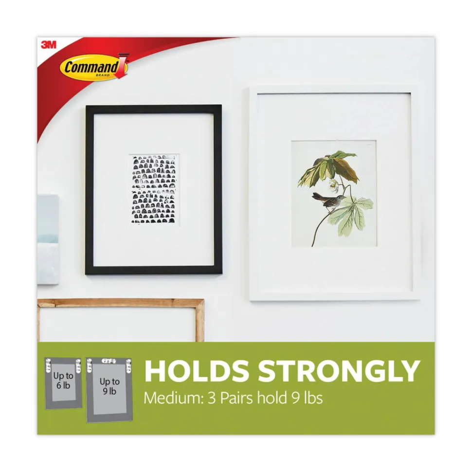 Command Damage-Free Hanging Picture Hanging Strip Pairs, Holds Up to 2.5 lb, Medium: 0.75" x 2.75", White, 12/Pack