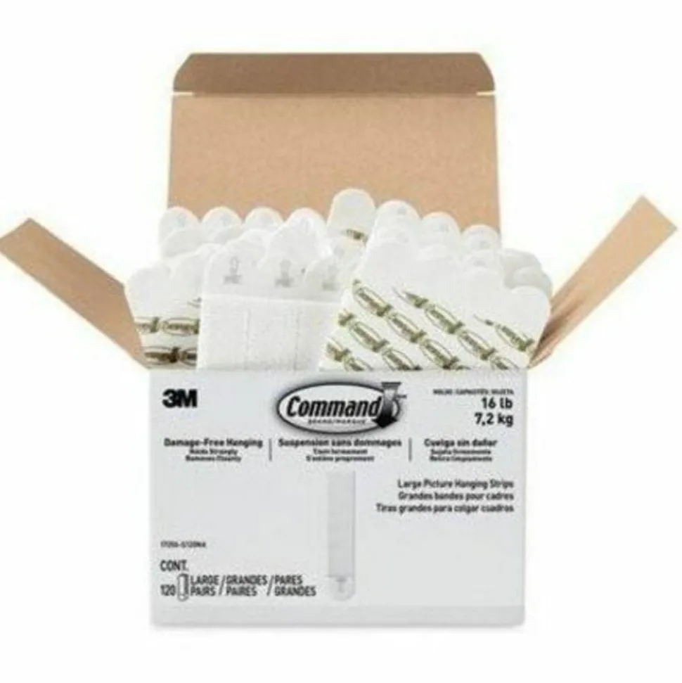 Command Damage-Free Picture Hanging Strips, Large, 5-5/8" x 5-3/16" , Pack Of 120 Strips, 17206S120NA