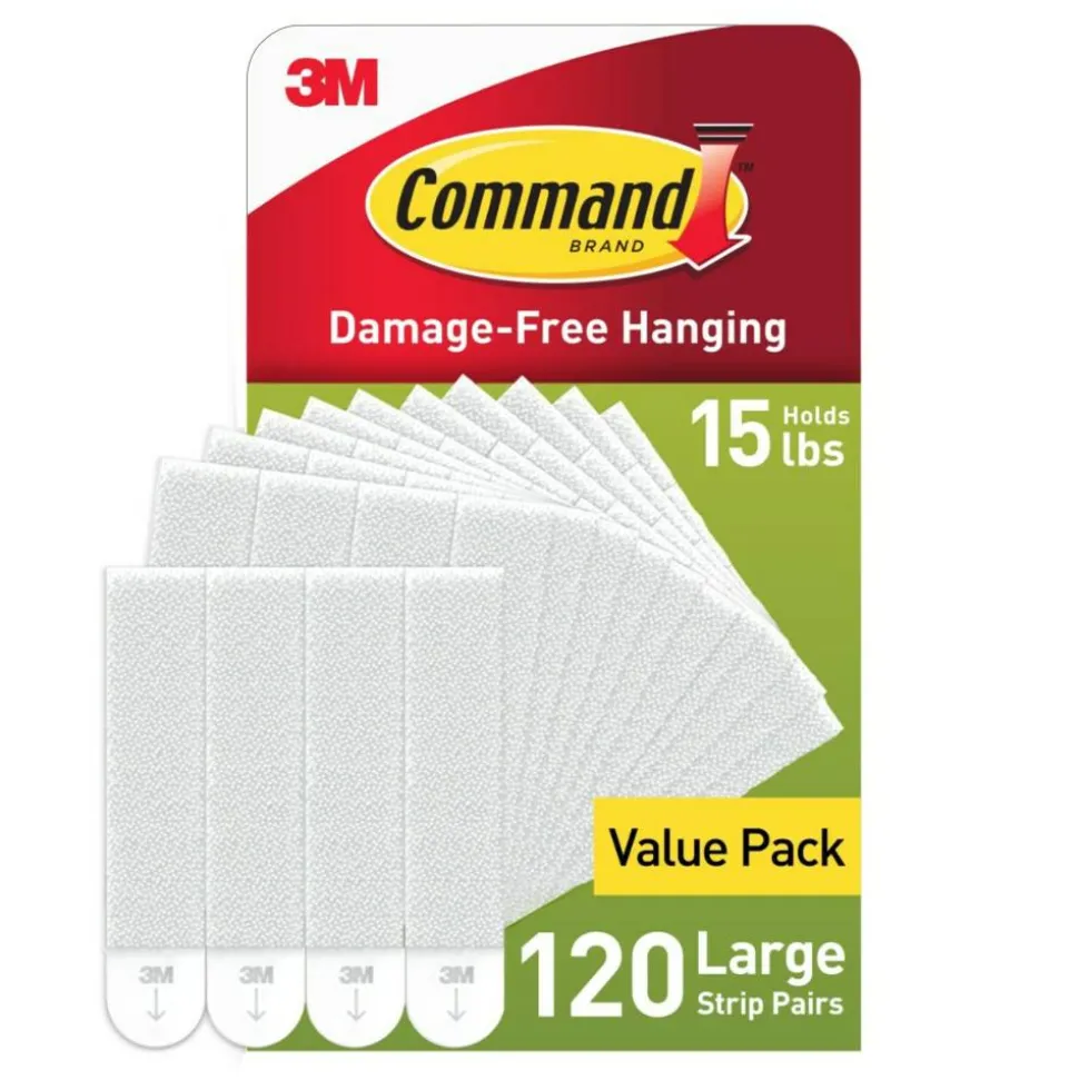 Command Damage-Free Picture Hanging Strips, Large, 5-5/8" x 5-3/16" , Pack Of 120 Strips, 17206S120NA