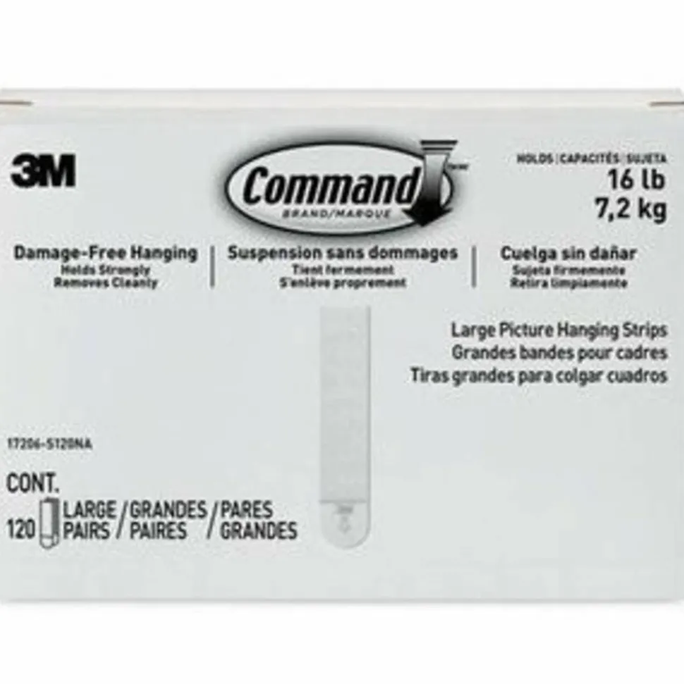 Command Damage-Free Picture Hanging Strips, Large, 5-5/8" x 5-3/16" , Pack Of 120 Strips, 17206S120NA