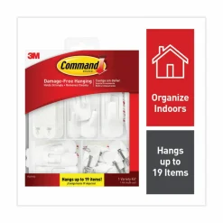 Command General Purpose Hooks, Variety Pack, Assorted Sizes, Plastic, White, 0.5, 1, 3, 5, 16 lb Capacities, 54 Pieces/Pack