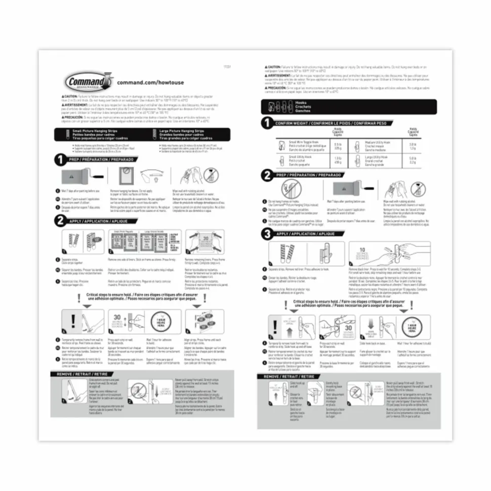 Command General Purpose Hooks, Variety Pack, Assorted Sizes, Plastic, White, 0.5, 1, 3, 5, 16 lb Capacities, 54 Pieces/Pack