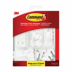 Command General Purpose Hooks, Variety Pack, Assorted Sizes, Plastic, White, 0.5, 1, 3, 5, 16 lb Capacities, 54 Pieces/Pack