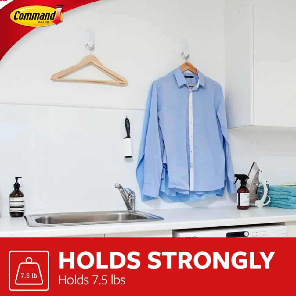 Command Large Clothes Hanger, 1 Hook, 2 White Adhesive Strips, Damage Free Hanging Picture Hangers, No Tools Wall Hanging Strips For Living Spaces