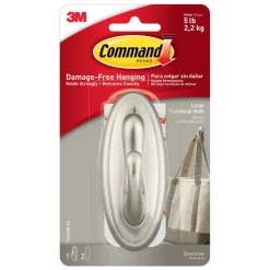 Command Large Hook, 1 Hook, 2 White Adhesive Strips, Damage Free Hanging Picture Hangers, No Tools Wall Hanging Strips For Living Spaces
