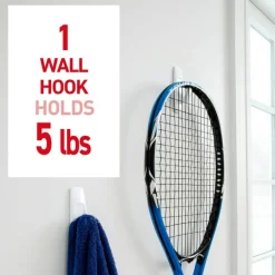 Command Large Hooks, 1 Hook, 2 White Adhesive Strips, Damage Free Hanging Picture Hangers, No Tools Wall Hanging Strips For Living Spaces