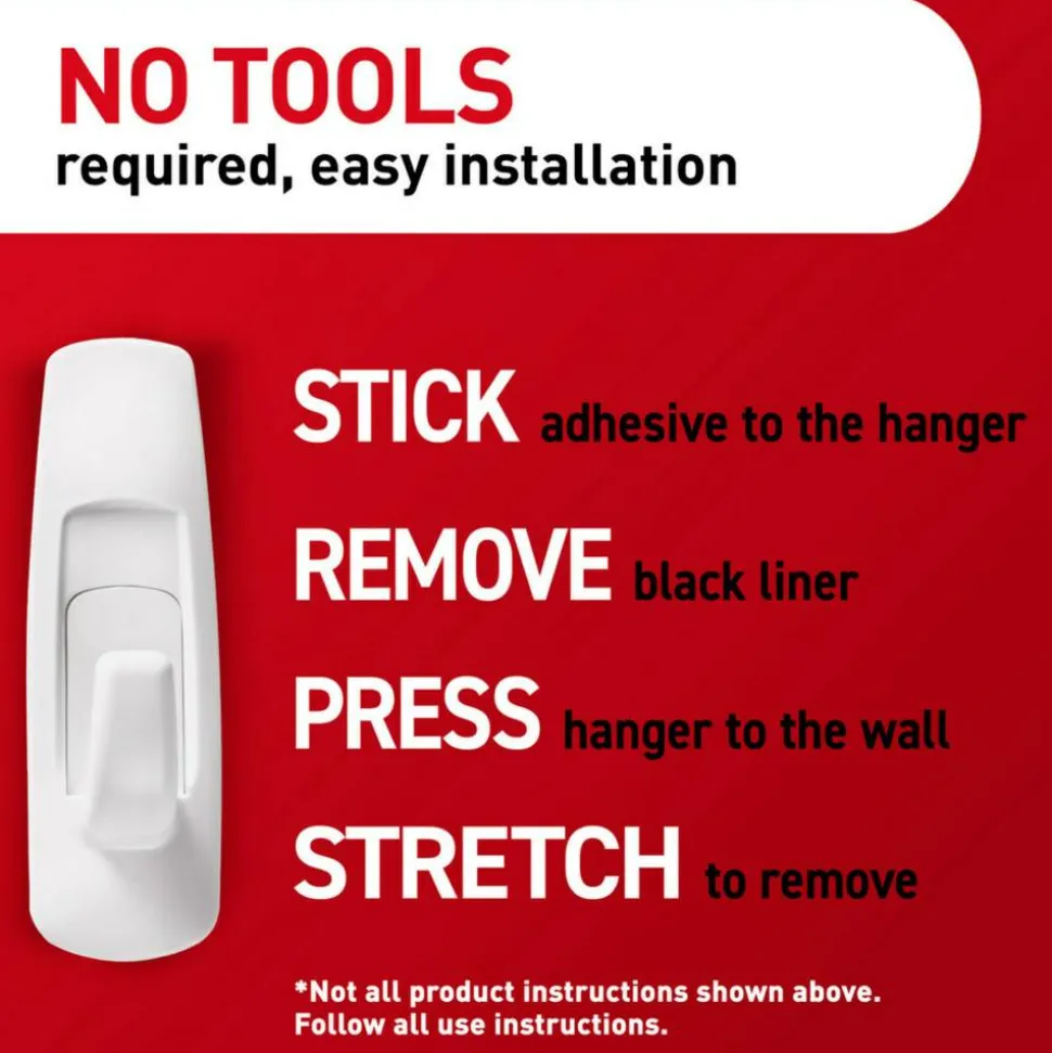 Command Large Hooks, 1 Hook, 2 White Adhesive Strips, Damage Free Hanging Picture Hangers, No Tools Wall Hanging Strips For Living Spaces