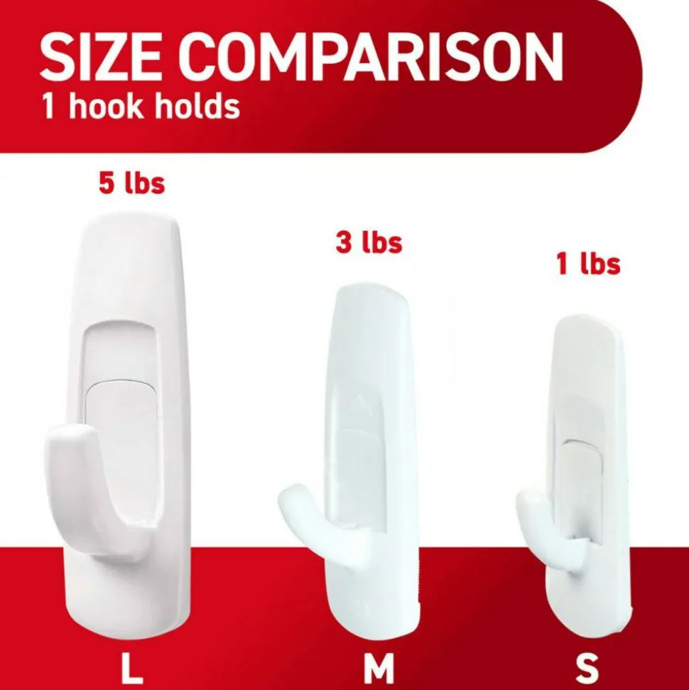 Command Large Hooks, 1 Hook, 2 White Adhesive Strips, Damage Free Hanging Picture Hangers, No Tools Wall Hanging Strips For Living Spaces