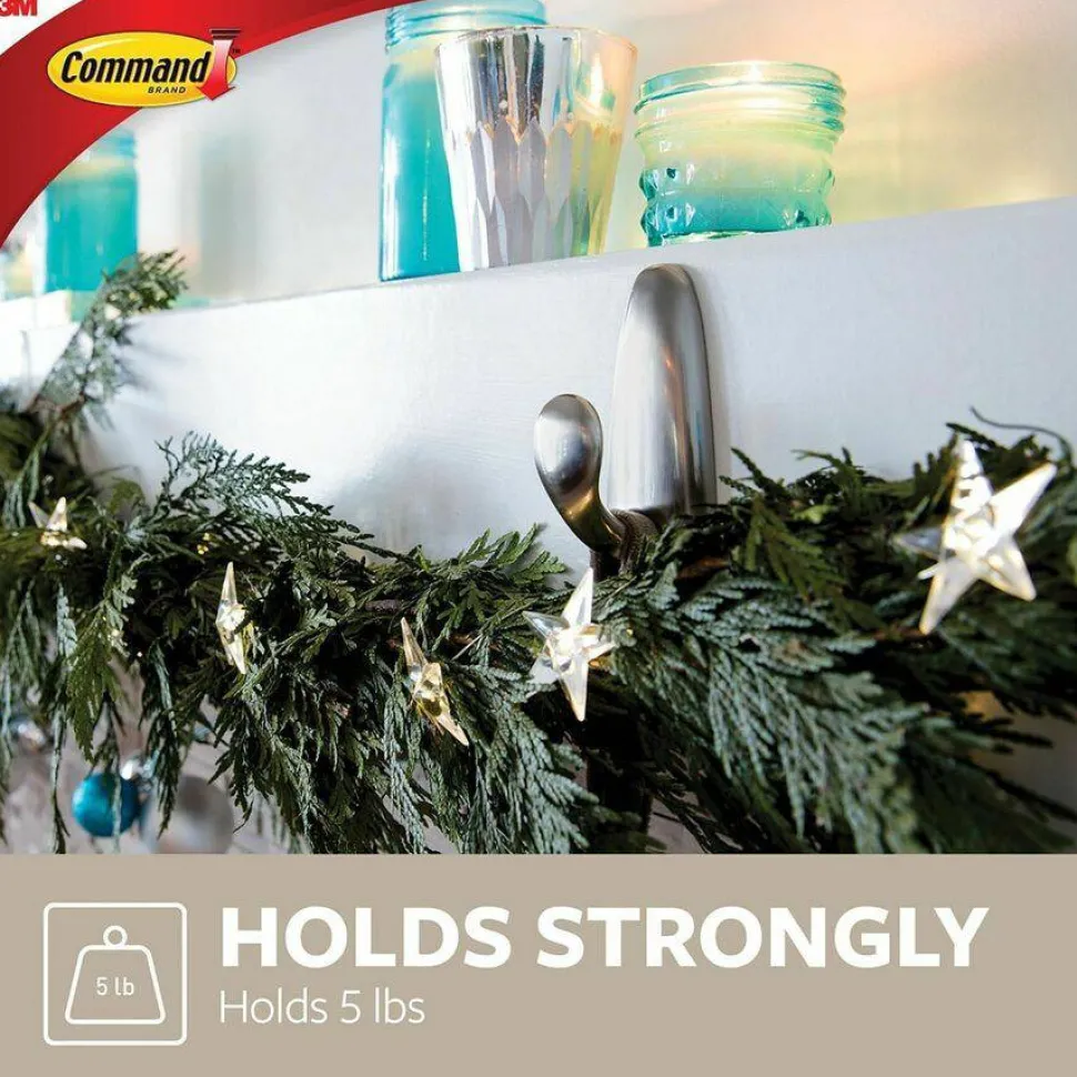 Command Large Metal Hooks, 1 Hook, 2 White Adhesive Strips, Damage Free Hanging Picture Hangers, No Tools Wall Hanging Strips For Living Spaces