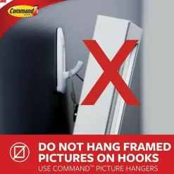 Command Large Metal Hooks, 1 Hook, 2 White Adhesive Strips, Damage Free Hanging Picture Hangers, No Tools Wall Hanging Strips For Living Spaces