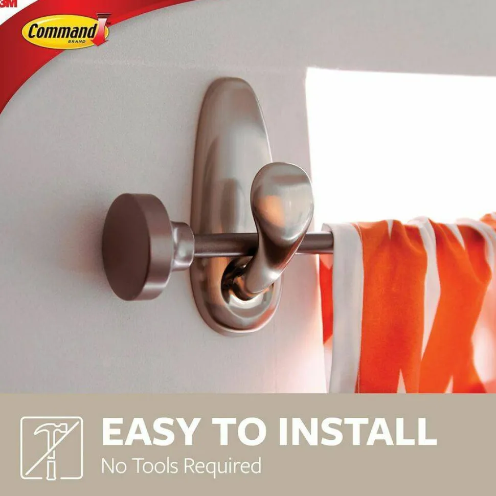 Command Large Metal Hooks, 1 Hook, 2 White Adhesive Strips, Damage Free Hanging Picture Hangers, No Tools Wall Hanging Strips For Living Spaces