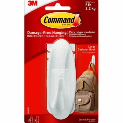 Command Large Utility Hook, Plastic, White, Supports 5 lb