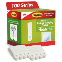 Command Medium (10 lb) Picture Hanging Strips, 100 Pairs (200 Strips), Damage Free Wall Hangers for Picture Frames and Other Decor, No Tools Required