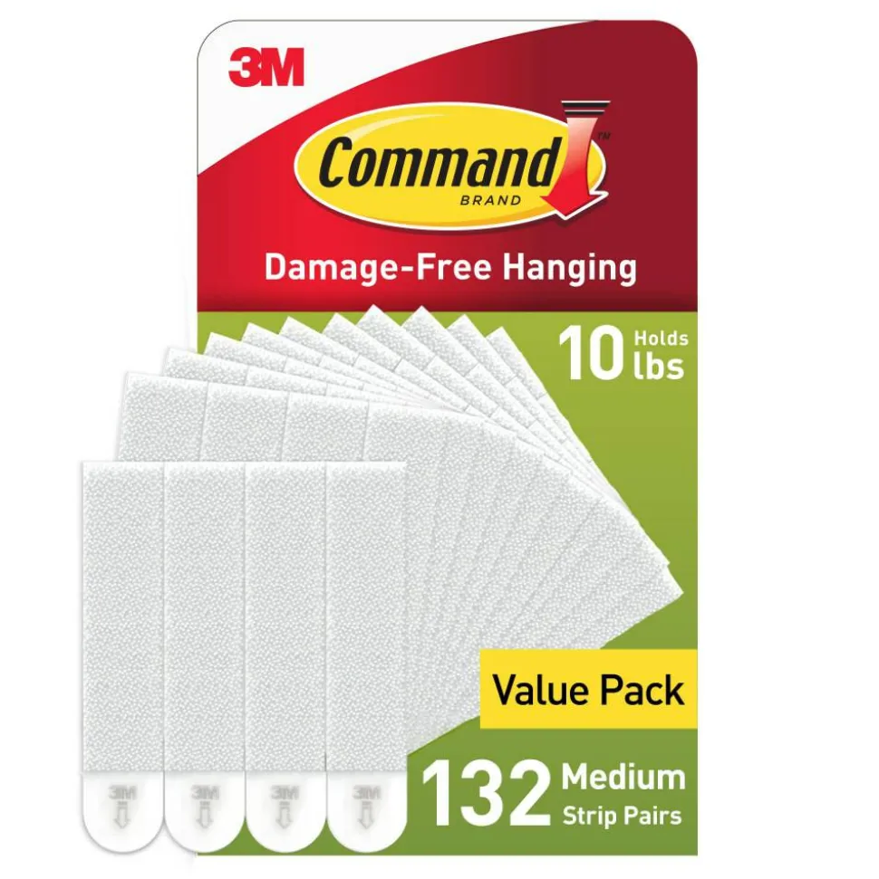 Command Medium (10lb) Picture Hanging Strips, White, 132 Pairs (234 strips), 17201S132A