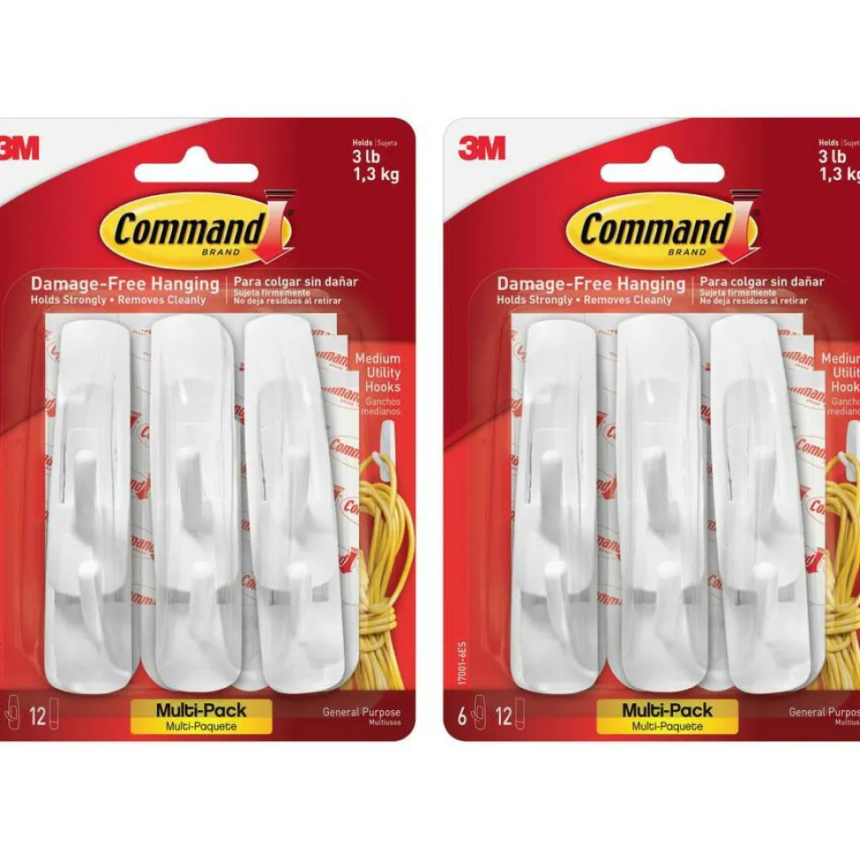 Command Medium Utility Hooks with Adhesive Strips