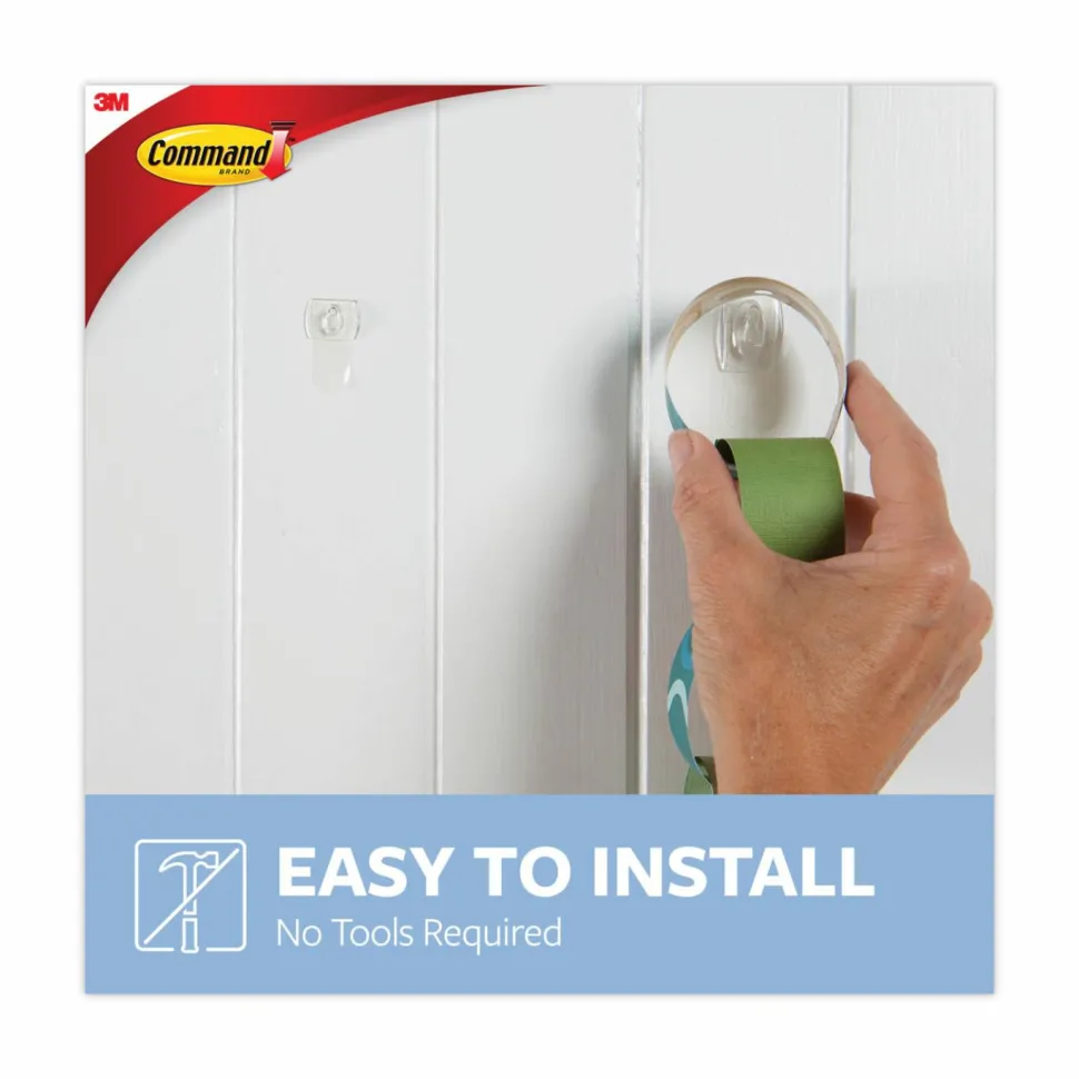 Command Mini Wall Hooks, 6 Command Hooks, 8 Command Strips, Damage Free Hanging of Dorm Room Decorations, Clear