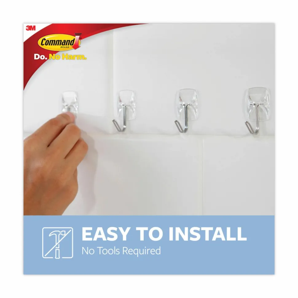 Command Small Clear Toggle-Wire Hooks, Metal Wire, Silver/Clear, Supports 0.5 lb, 40/Pack