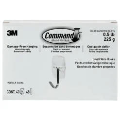 Command Small Wire Hooks, 40 Hooks, 48 Clear Adhesive Strips, Damage Free Hanging Picture Hangers, No Tools Wall Hanging Strips For Living Spaces