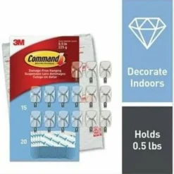 Command Small Wire Hooks, 15 Hooks, 20 Clear Adhesive Strips, Damage Free Hanging Picture Hangers, No Tools Wall Hanging Strips For Living Spaces