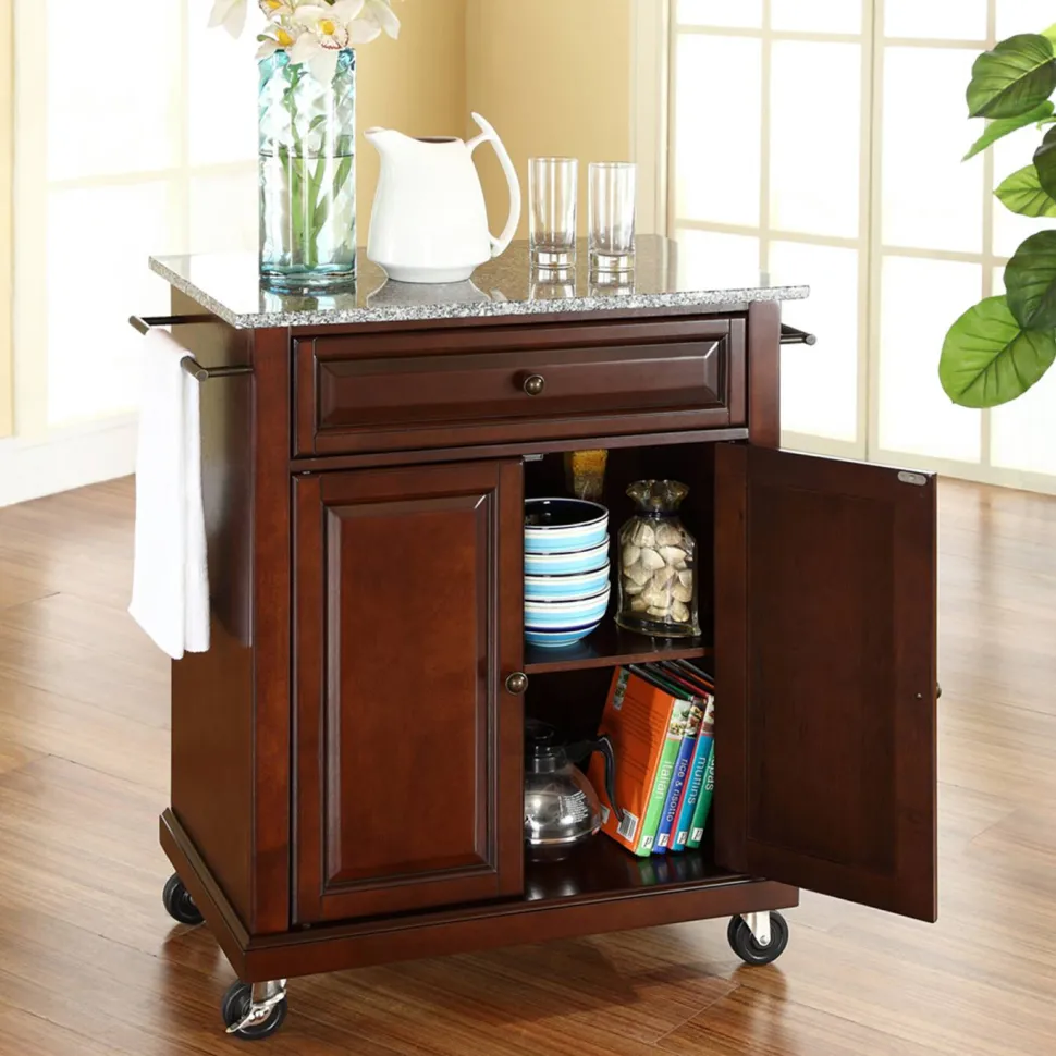 Compact Granite Top Kitchen Cart