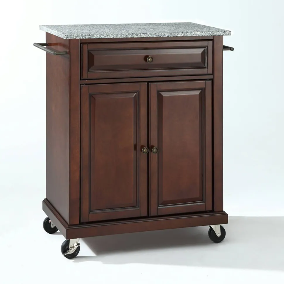 Compact Granite Top Kitchen Cart