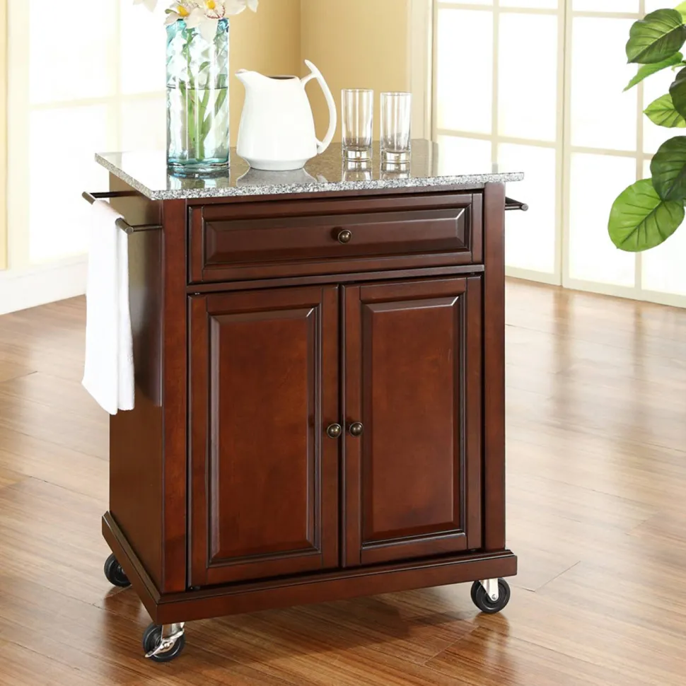 Compact Granite Top Kitchen Cart
