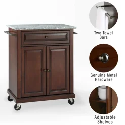 Compact Granite Top Kitchen Cart