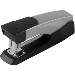 Compact Half-Strip Metal Desktop Stapler, 20 Sheets Capacity, Silver