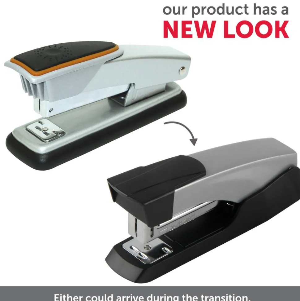 Compact Half-Strip Metal Desktop Stapler, 20 Sheets Capacity, Silver