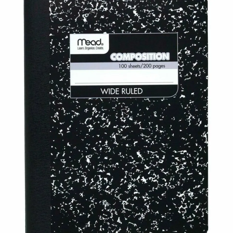 Composition Book, 7-1/2" x 9-3/4", Wide-Rule, 100 Sheets