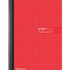 Composition Book, 7-1/2" x 9-3/4", Quadrille Ruled, 80 Sheets, Red