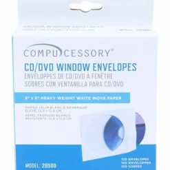 Compucessory CD/DVD White Window Envelopes - CD/DVD - 5