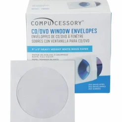 Compucessory CD/DVD White Window Envelopes - CD/DVD - 5" Width x 5" Length - White - 250 / Box