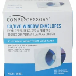 Compucessory CD/DVD White Window Envelopes - CD/DVD - 5