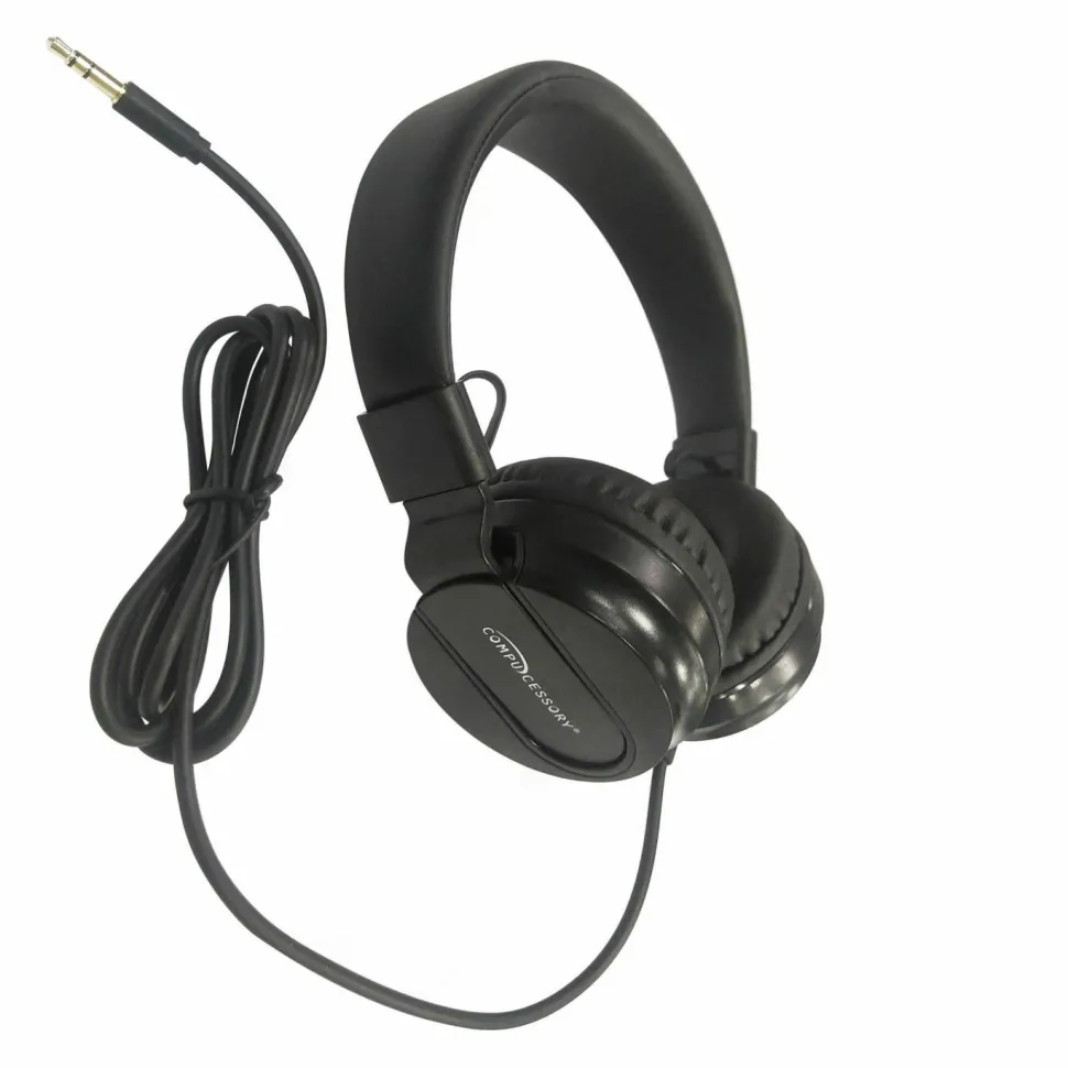Compucessory Deluxe Stereo Headphones - Stereo - Black - Mini-phone (3.5mm) - Wired - 32 Ohm - 20 Hz 20 kHz - 15155
